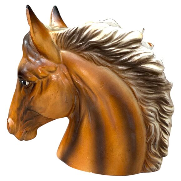 Inarco, Japan, Horse Head Planter, Vase. E-6560 Brown Palomino Equestrian Decor - Picture 4 of 10